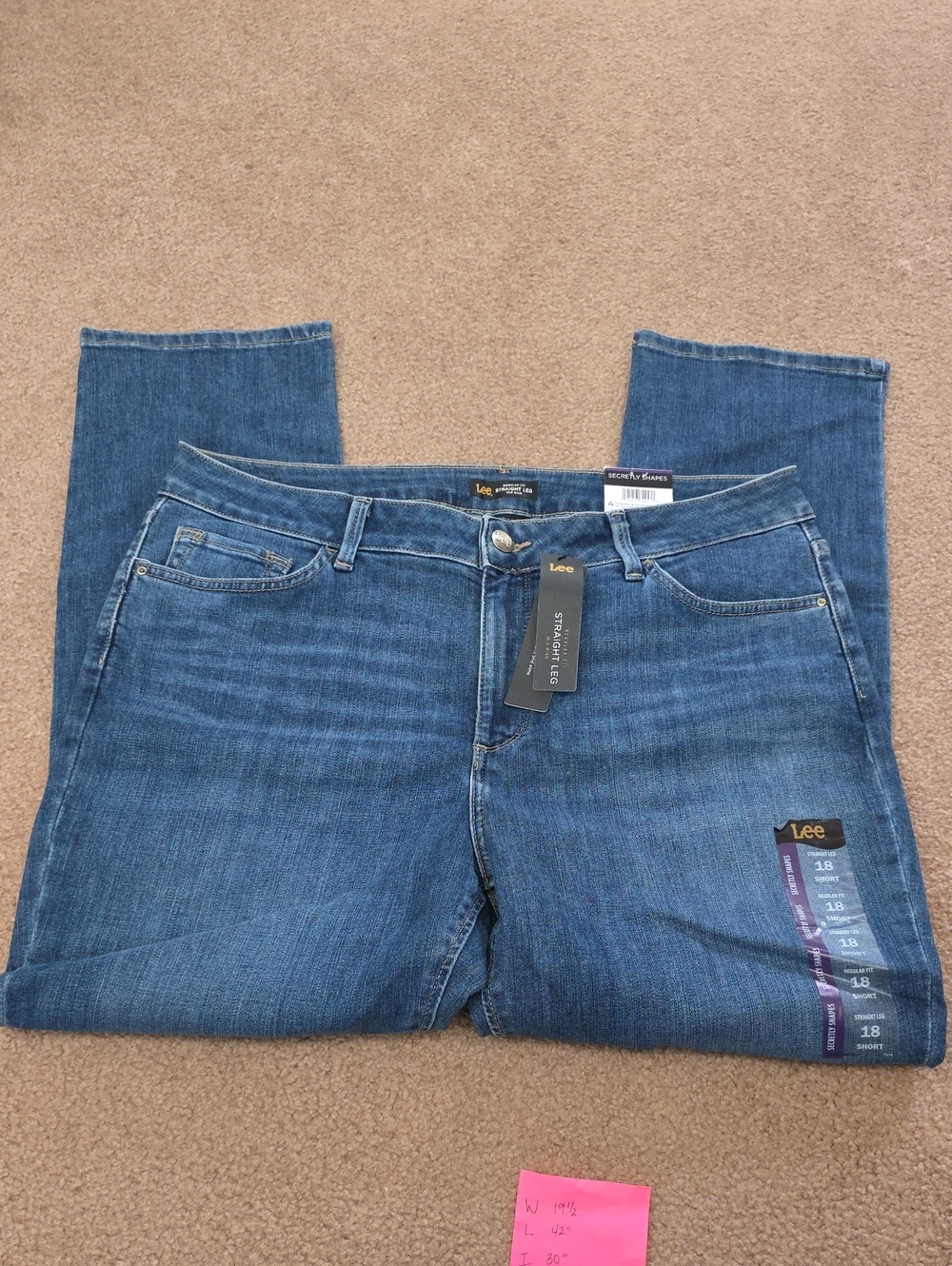Lee Women's Classic Indigo Straight Leg Jeans,18 Short.